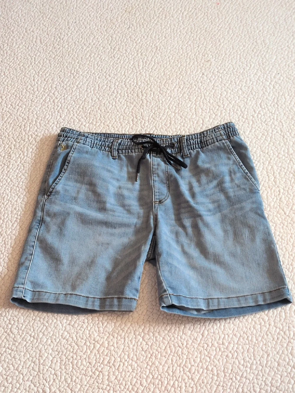 USPoloAssn Distressed Denim Baggy Elastic Waist CottonBlend Shorts Golf Gorpcore